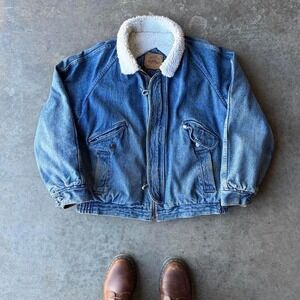 80s levis sherpa bomber denim jacket